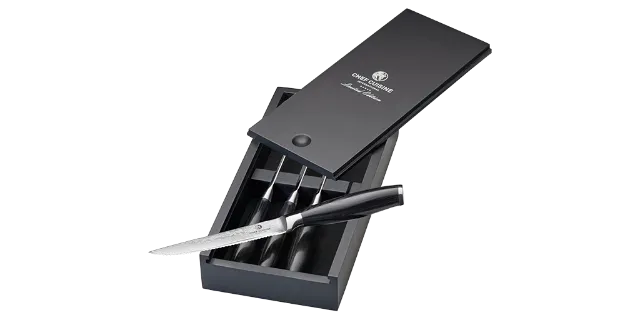 Damaszener Steakmesser 4ER-Set in einer edlen Holzschatulle<br/>